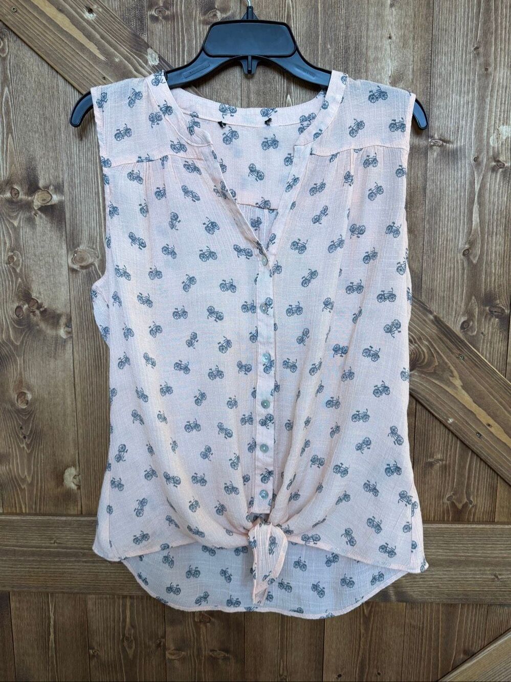 ZAC & RACHEL Pink Button Blouse Rayon Shirt w/BICYCLES Size 2X (9325)
